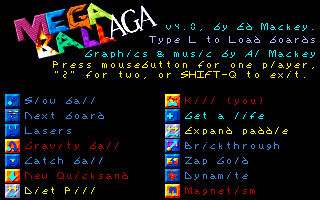 MegaBall title screen